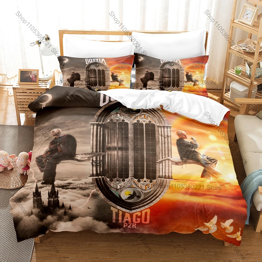 Tiago PZK Latin Rap Singer Bedding Set 3Pcs 1 Duvet Cover+2 Pillowcases 3D Print Soft Microfiber Bedroom Home Bed Linens