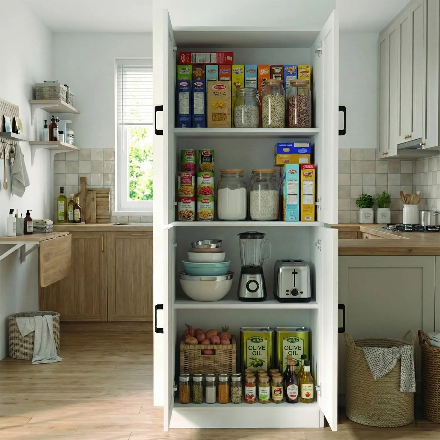 71 Inch Tall Freestanding Kitchen Pantry Cabinet with Doors Adjus  Shelves Large Utility Food Storage Organizer  ized