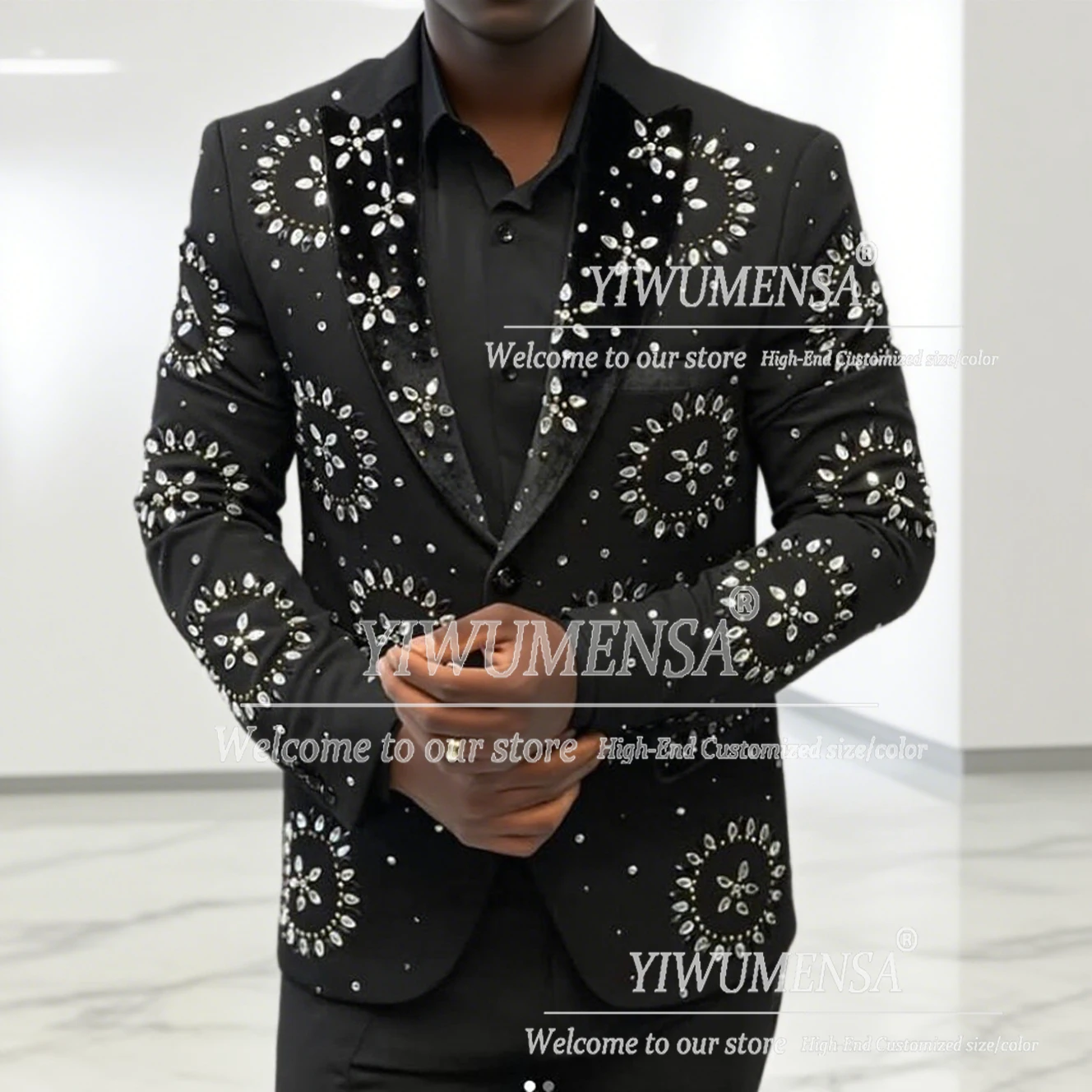 

Роскошные ювелирные изделия, костюмы с камнями, мужские комплекты из 2 предметов, бархатная шаль с лацканами, смокинги для жениха, индивидуальный костюм для свадебной вечеринки, мужской костюм