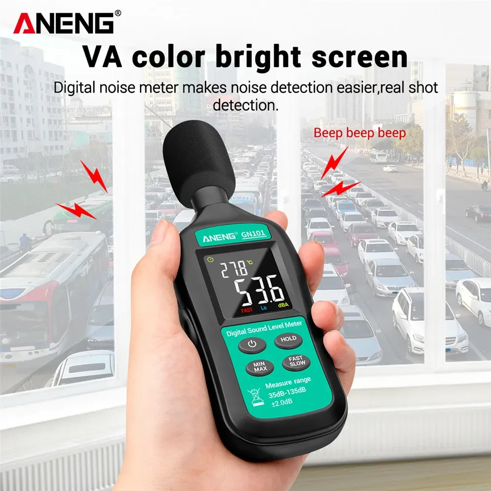 ANENG GN101 Digital Noise Meter Measurement 35-135 db Intelligent Sound Level Meter Decibel Monitor Logger Diagnostic-Tool