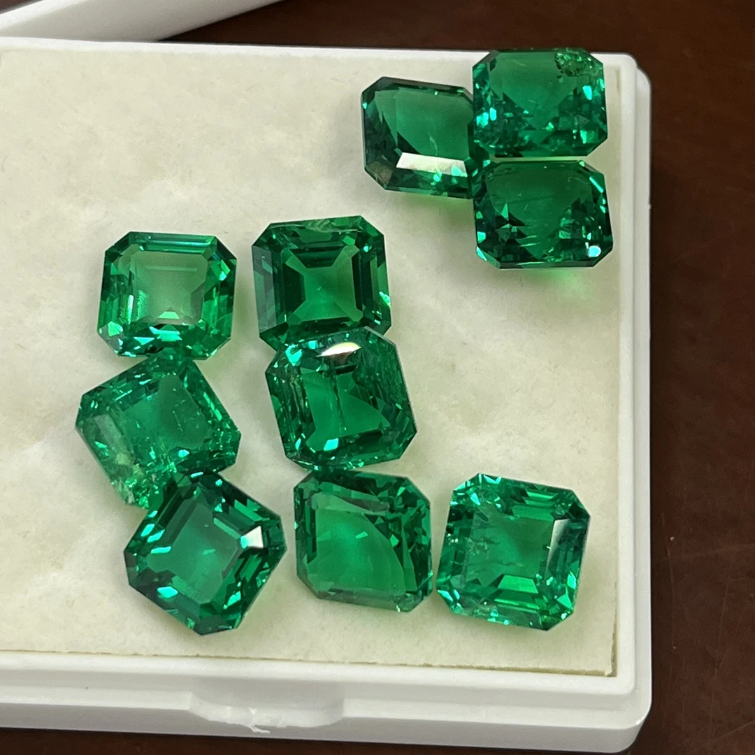 

1PC/Lot Lab Grown Asscher Cut Colombian With Inclusion Loose Emerald Gemstone