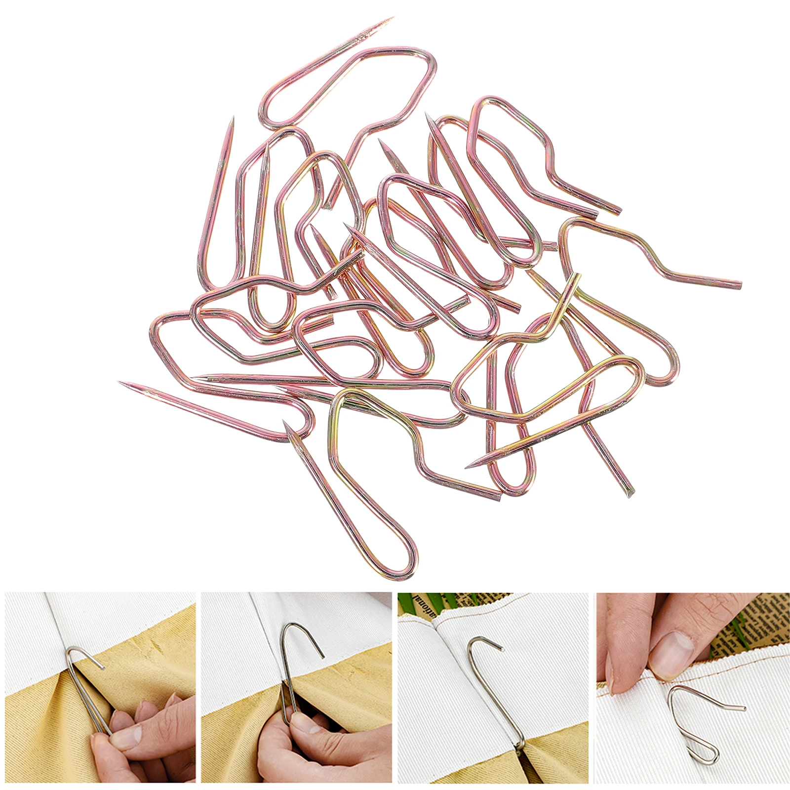 

750 Pcs Curtain Hook Accessories Hooks Gold Curtains Rods Pin-on Drapery Hangers Shower Metal Whole Box