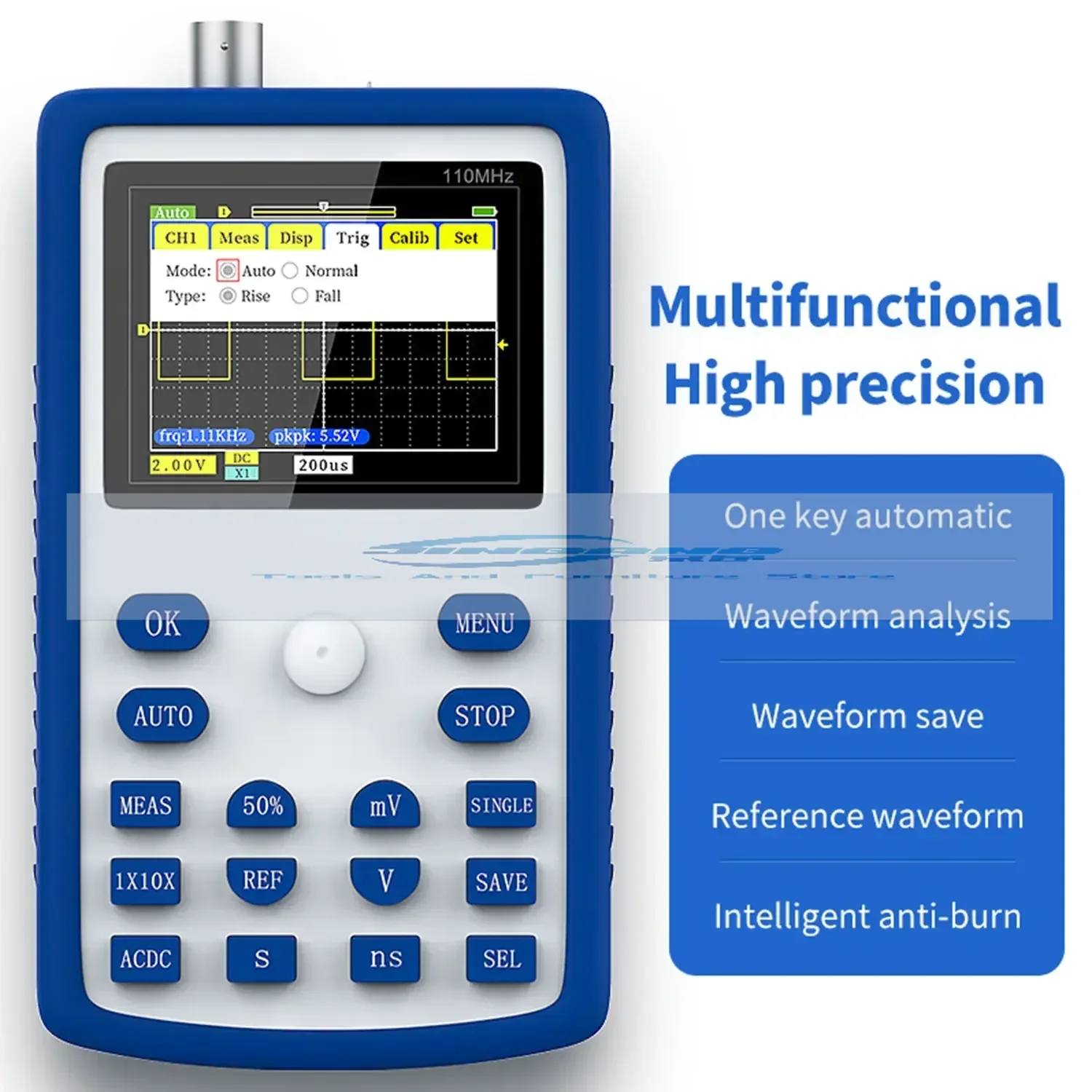 1C15 Handheld Mini Portable Digital Oscilloscope 110M Bandwidth 500MSps Sampling Rate Multifunction