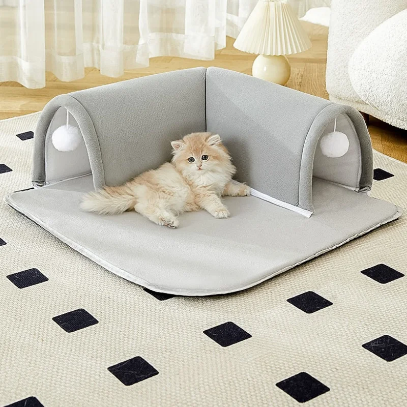 Cat Bed Mats Cat Tunnel Toys Cat Accessories Play and Sleep Cat Puppy Small Dog House 2In1 Creative Pet Bed Supplies Household