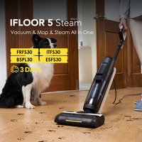 Tineco iFLOOR 5 Steam Wet Dry Vacuum All-in-one, Steam Mop Hardwood Floor Cleaner Great for Sticky Messes, 248℉ High-temp Steam