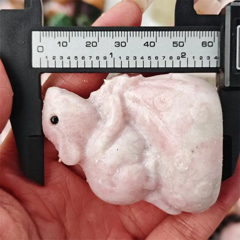 Natural Pink Opal Mouse Carving Energy Gem Reiki Healing Home Decoration Holiday Gift Collection 1pcs