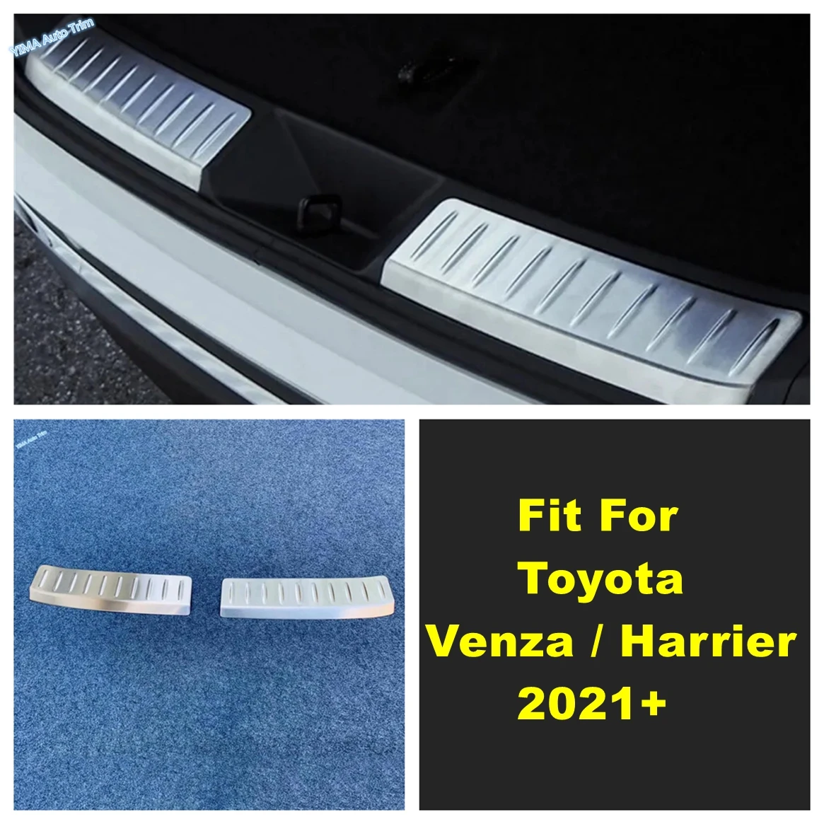 

For Toyota Venza / Harrier 2021 2022 2023 Car Rear Trunk Exterior Bumper Sill Plate Protector Step Panel Cover Trim Accessories