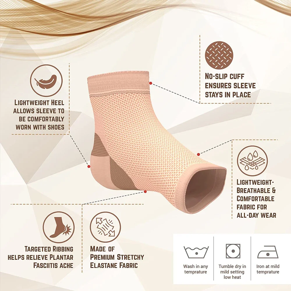 1Pair Plantar Fasciitis Socks with Arch Support - Ankle Compression Sleeve Brace,Toeless Socks for Foot Pain Relief Swelling