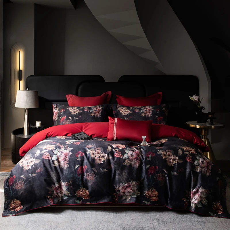

Luxury 1000TC Egyptian Cotton Vintage Flowers Print Bedding Set Queen King Size Duvet Cover Bed Sheet/Fitted Sheet Pillowcases