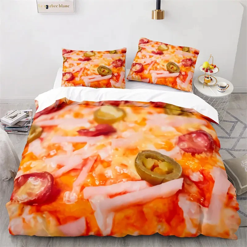 Imagem -03 - Conjunto de Cama de Microfibra Criativa para Crianças Capa de Edredão Capa de Cobertor Fast Food Pizza Hambúrguer Rei Rainha Decoração do Quarto Adolescente