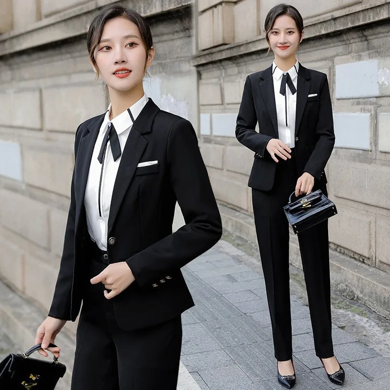 8816Hotel front desk receptionist spring and autumn professional attire, feminine business suit, workwear, formal business suit