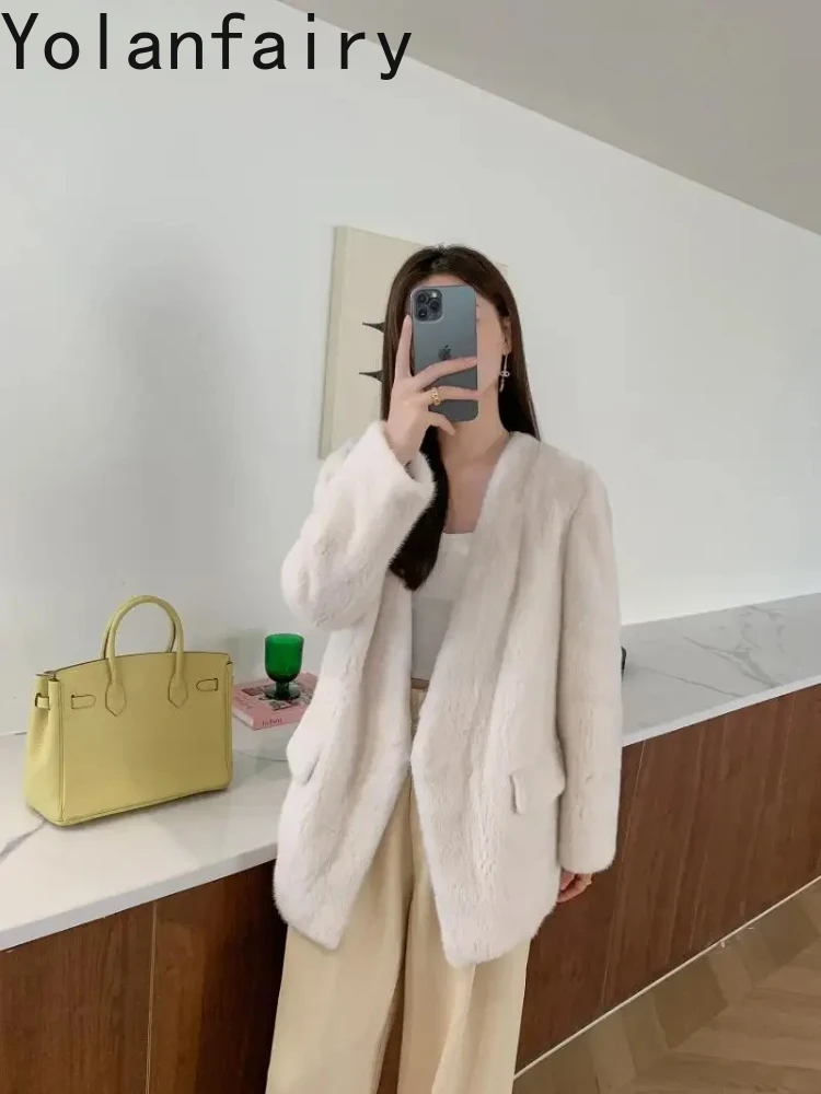 

Женская шуба из натурального меха норки, роскошная зимняя шуба из натурального меха норки, верхняя одежда, 2024