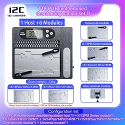 Estación de precalentamiento i2C T18 PCB para iPhone X 11 12 13 14 15 16PM placa base Chip en capas CPU eliminación de pegamento plataforma desoldadora