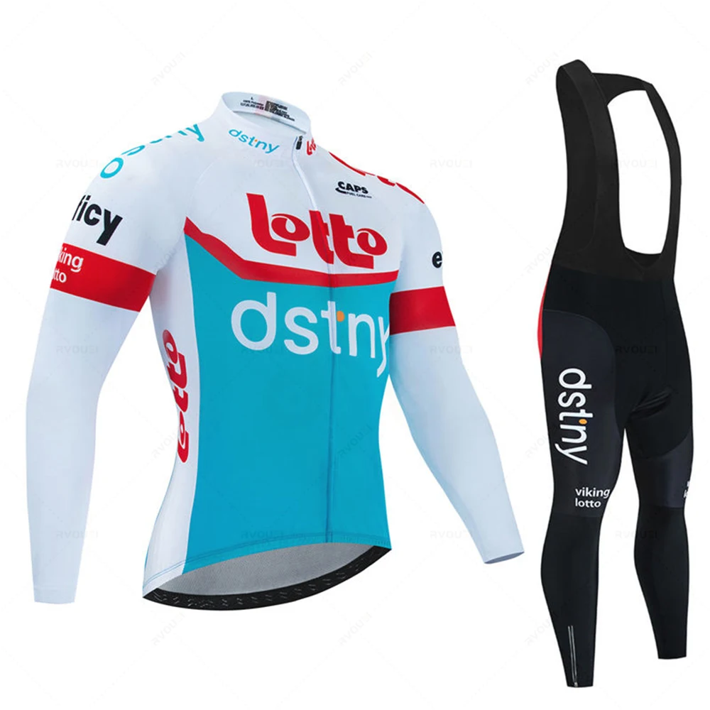 

New Lotto Autumn Cycling Jersey Bib Pants Set Ropa Ciclismo Bicycle MTB Clothing Road Bike Suit Men Long Sleeve Bicicleta Set