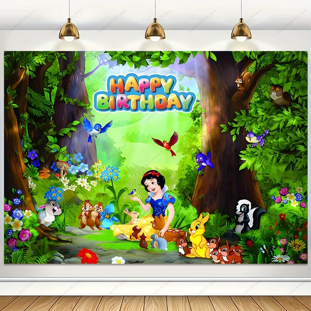 Disney Snow White Backdrop Girls Birthday Table Decoration Vinyl Background Party Supplies Baby Shower Banner Photo Booth Props