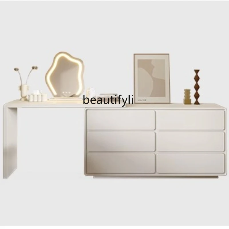 

Chest of Drawers Integrated Dressing Table Modern Minimalist Bedroom Tailstock Storage Cabinet Corner Solid Wood Makeup Table