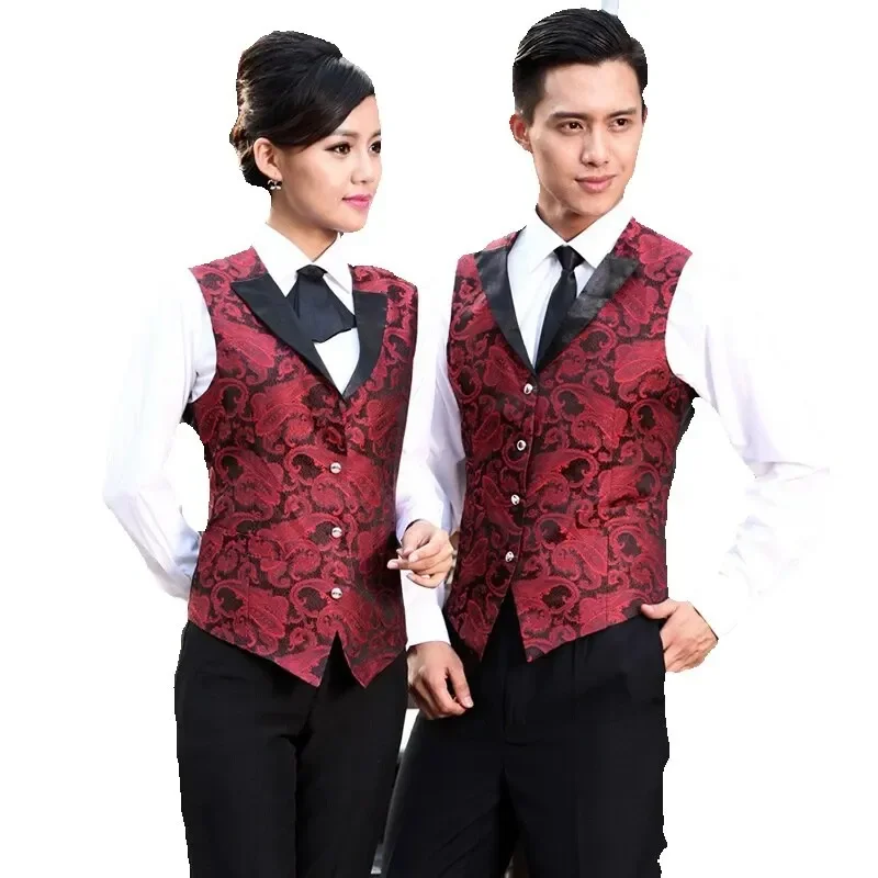 여성 나이트 클럽 웨이트리스 조끼 유니폼 밝은 색상 바 남성 웨이터 조끼 의류 호텔 레스토랑 작업복 89