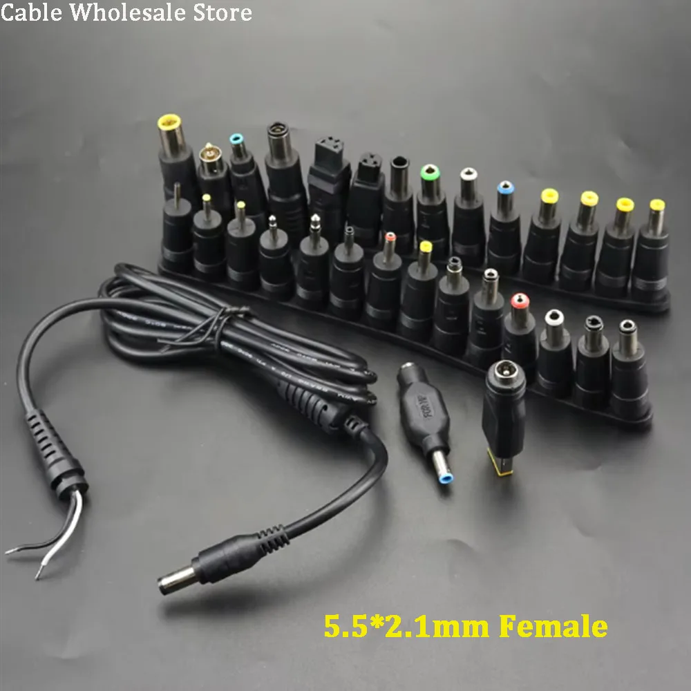 Universal Laptop DC Power Adapter Connector Plug For Lenovo Hp DELL Charger Converter 5.5*2.1mm Female to Multi-type DC Male