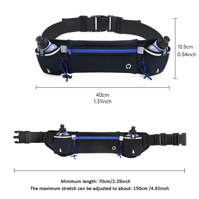 Man/Woman Marathon Trail Running Waist Pack with 2Pcs Water Bottles Sports Fanny Pack Fitness Dual Pocket Running Belt Waist Bag image 6