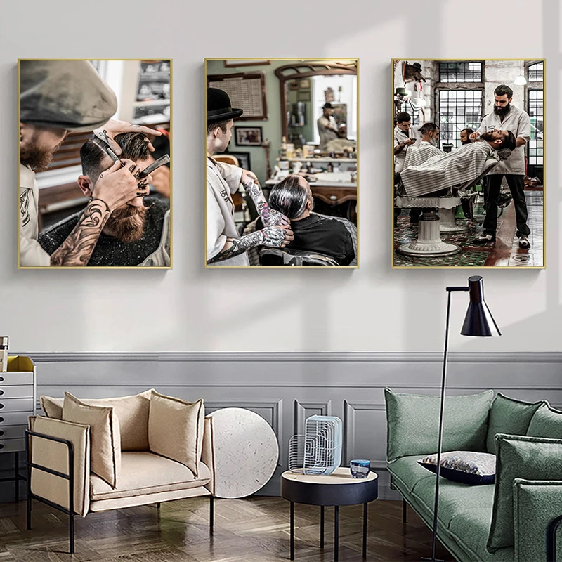 Barber Shop Poster Wall Art Vintage Haircut and Tool Picture Canvas Print Modern Hairdresser\'s Salon Decoration Painting Cuadros
