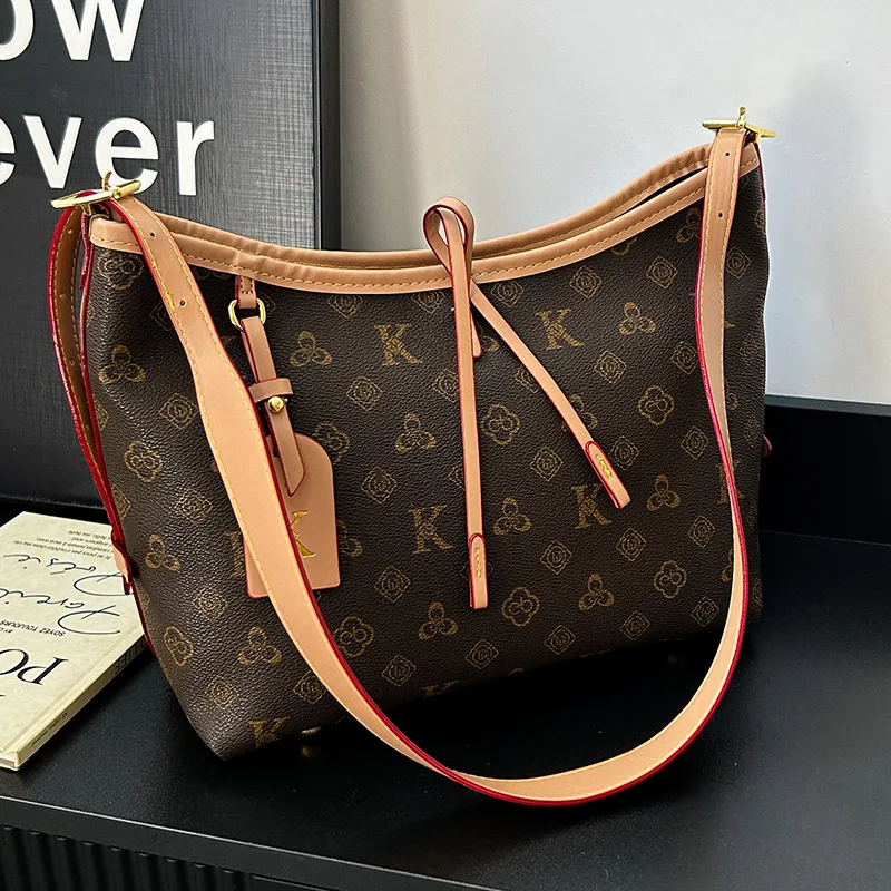 

Дизайнерская винтажная сумка-мешок для женщин, вместительная сумка-тоут для покупок 2025 года, многосторонняя сумка через плечо, шикарная, эстетичная, пригородная ​