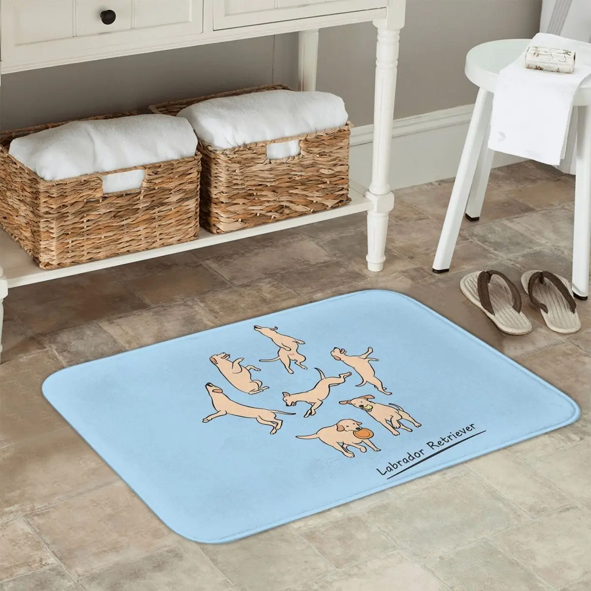 Playing Light Yellow Lab Labrador Retriever Non-slip Doormat Floor Mat Carpet Rug for Kitchen Entrance Home Balcony Footpad Mats