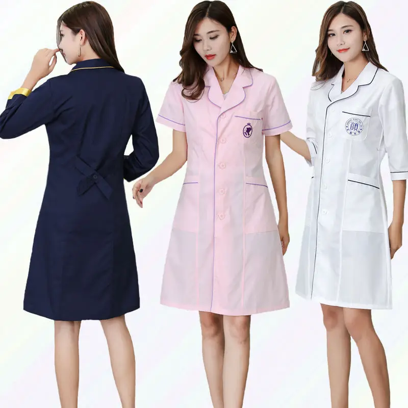 

Beauty Salon Workwear Medical Surgical White Coats Nurse Long Section Uniforms Hospital Doctor Lab Coats Famale Spa Uniform New