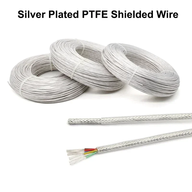 1M/5M Transparent Silver Plated OFC PTFE Shielded Wire Sq.0.15~0.5mm 2 3 4 6 cores Hifi Audio Amplifier Speaker Headphone Cable