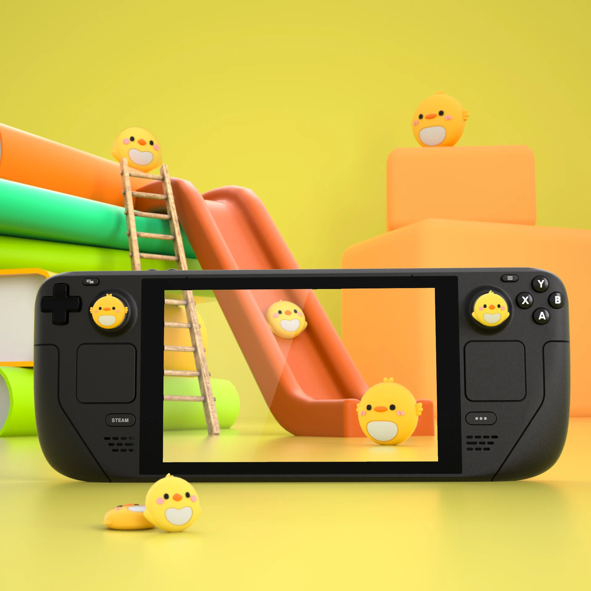 PlayVital-Tapas de agarre para pulgar, empuñaduras de silicona para cubierta de vapor, tapas de Joystick, loro y pollito