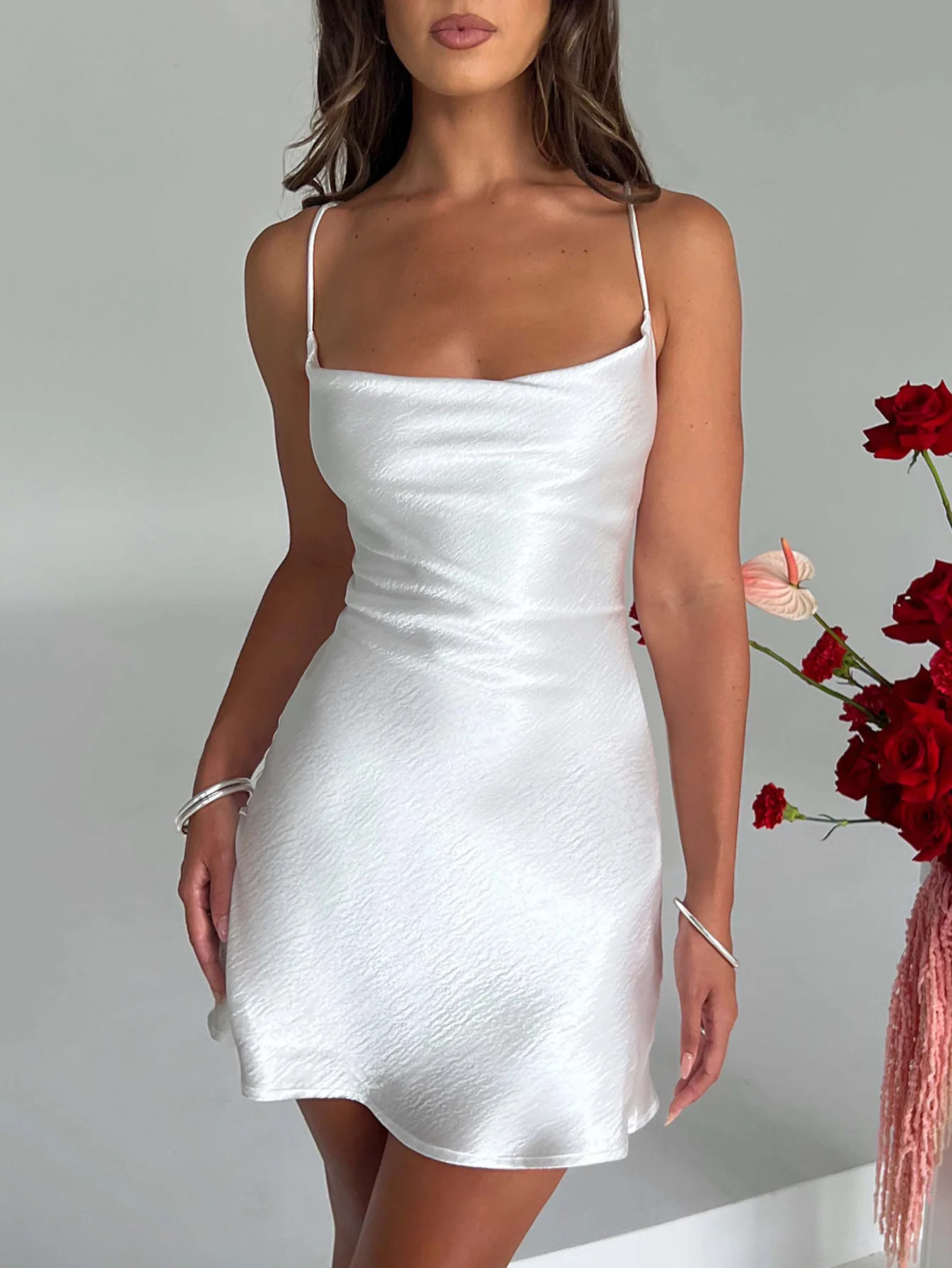 

Women's Dress Fashion 2025 Summer New Solid Color Camisole High-End Dress Gorgeous Socialite Style Elegant Backless Dress