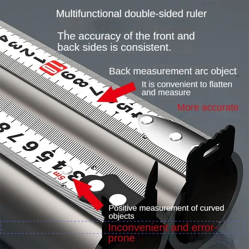 5/7.5/10 metrów precyzyjna dwustronna miarka z podziałką z zagęszczoną odporną na upadki i odporną na zużycie miarka taśma stalowa