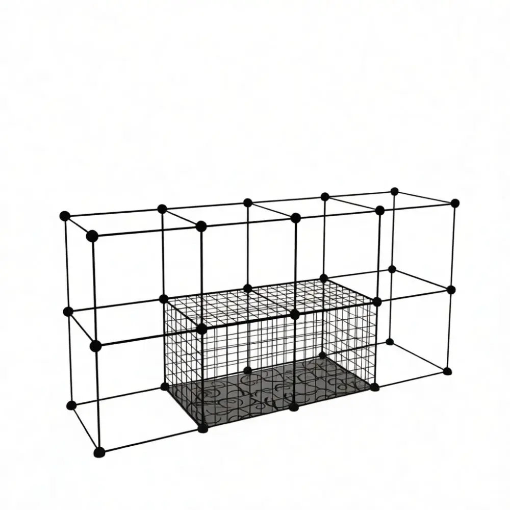 Sturdy Metal Wire Grid Panel Modular Pet Cage Kennel Dog Playpen Cat Villa Enclosure Partition Storage Shelf Organizer