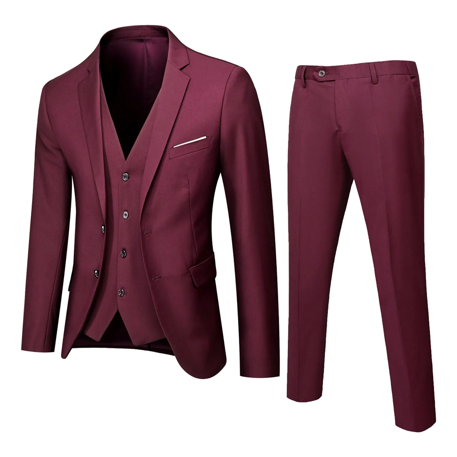 Men’s Suit Slim 3 Piece Suit Business Wedding Party Jacket Vest & Pants