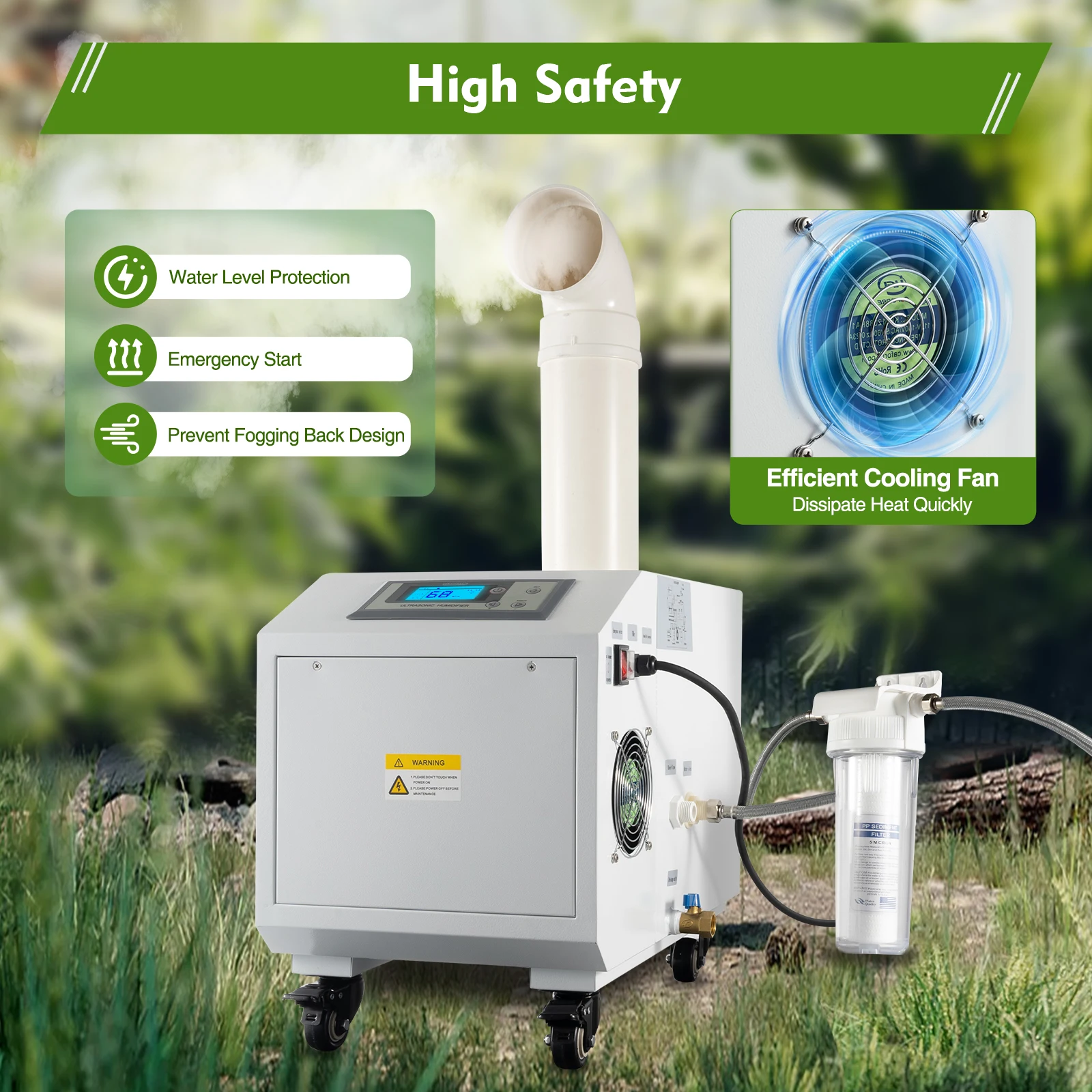

Agricultural Ultrasonic Humidifier: Durable, Efficient Mist Output with Adjustable Time and Humidity