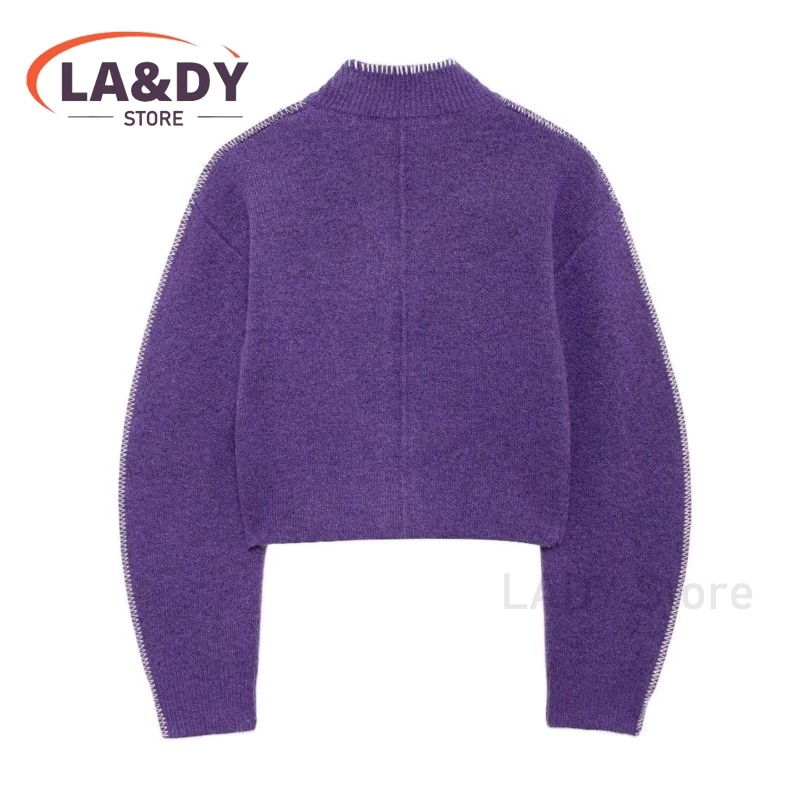 Cardigans Coat Women 2024 Autumn Fashion Stand Collar Button Knitted Sweater Female Solid Color Casual Long Sleeve Outwears Tops