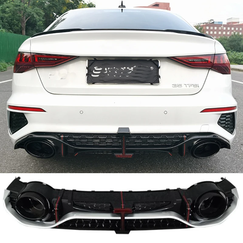 S3 S-Lijn Haccback Met Sedan Diffuser Bumper Spoiler Uitlaat Led Gloss Black Voor Audi 2021 Auto Accessoires om RS3 Stijl