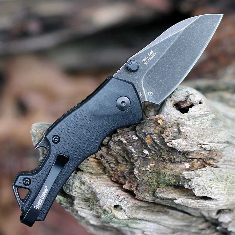 KS 8337 Craze Multi-Function Pocket Folding Knife 8Cr13Mov Blade Nylon Fiber Handle, with Bottle Opener Outdoor Hunting EDC Tool