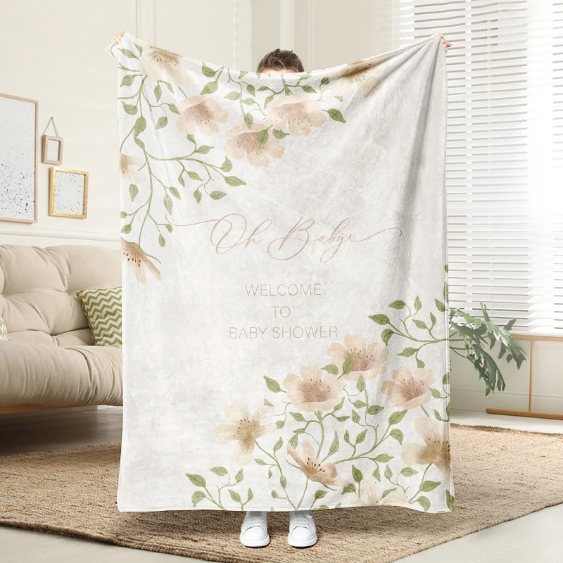 

Baby Shower Flower Flannel Blanket Soft Plush Cozy Sofa Bed Decor Gift