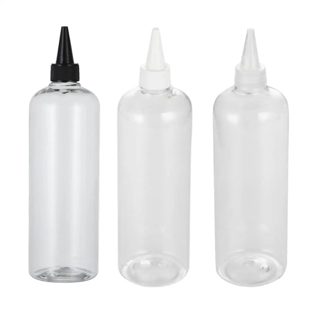 5x 500ml Hair Dye Applicator Clear Conditioner Hair Gel Bottles Containers