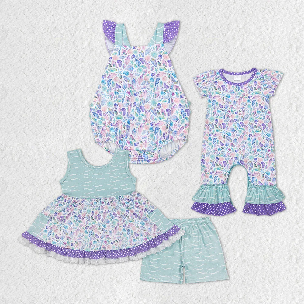 

GSSO0404 Wholesale baby rompers matching Summer kids clothes girl sleeveless shorts suit Boutique baby girl clothes sets
