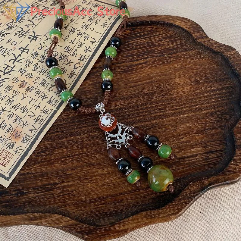 العرقية نمط السيراميك عقد بحلية متدلية على شكل فراشة القلائد لفتاة خمر البوهيمي نمط قلادة مجوهرات هدية