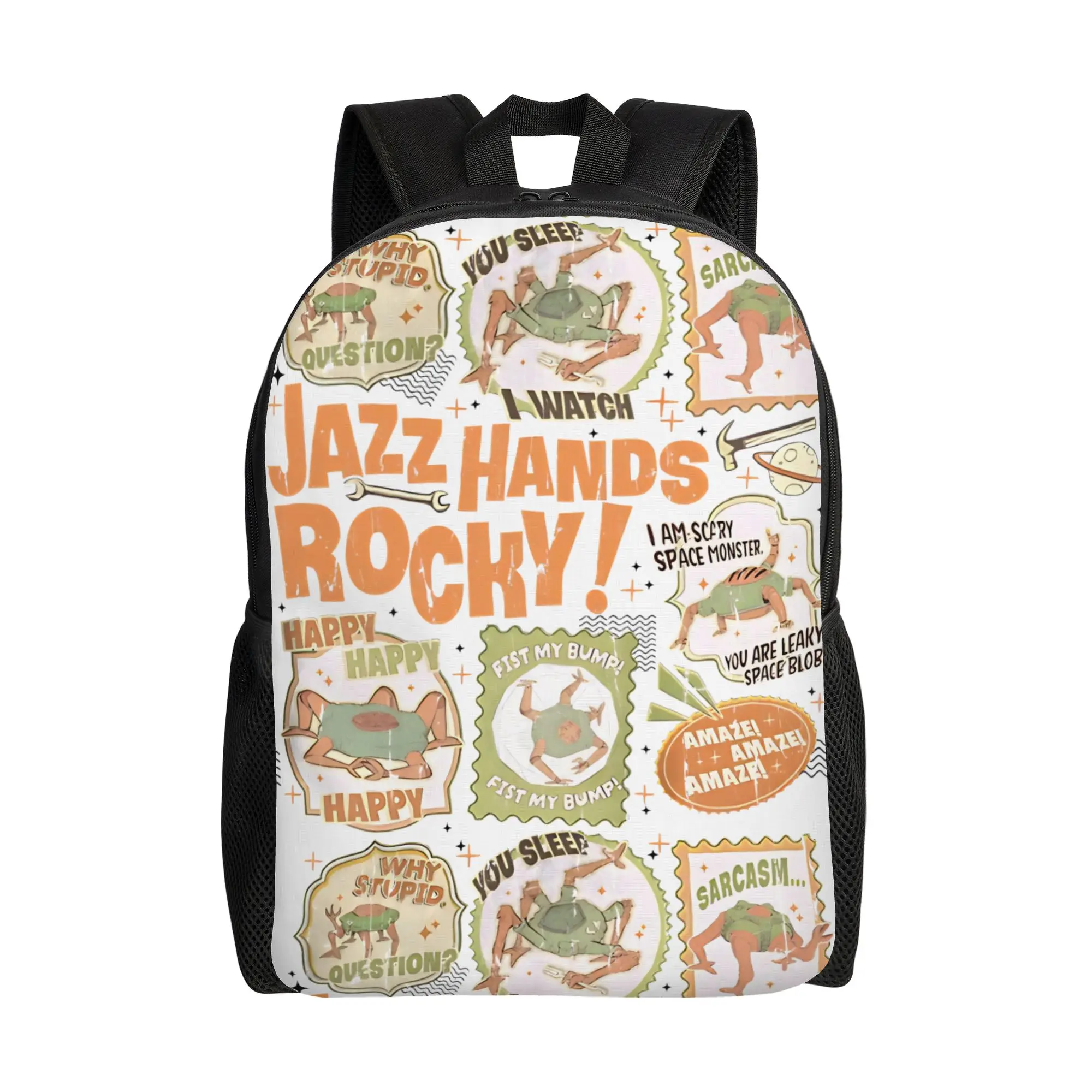 

Jazz Hands Rocky Backpack for Men Women Cool Student Hiking Travel Daypack Project Hail Marys Cartoon Laptop Canvas Bags Gift