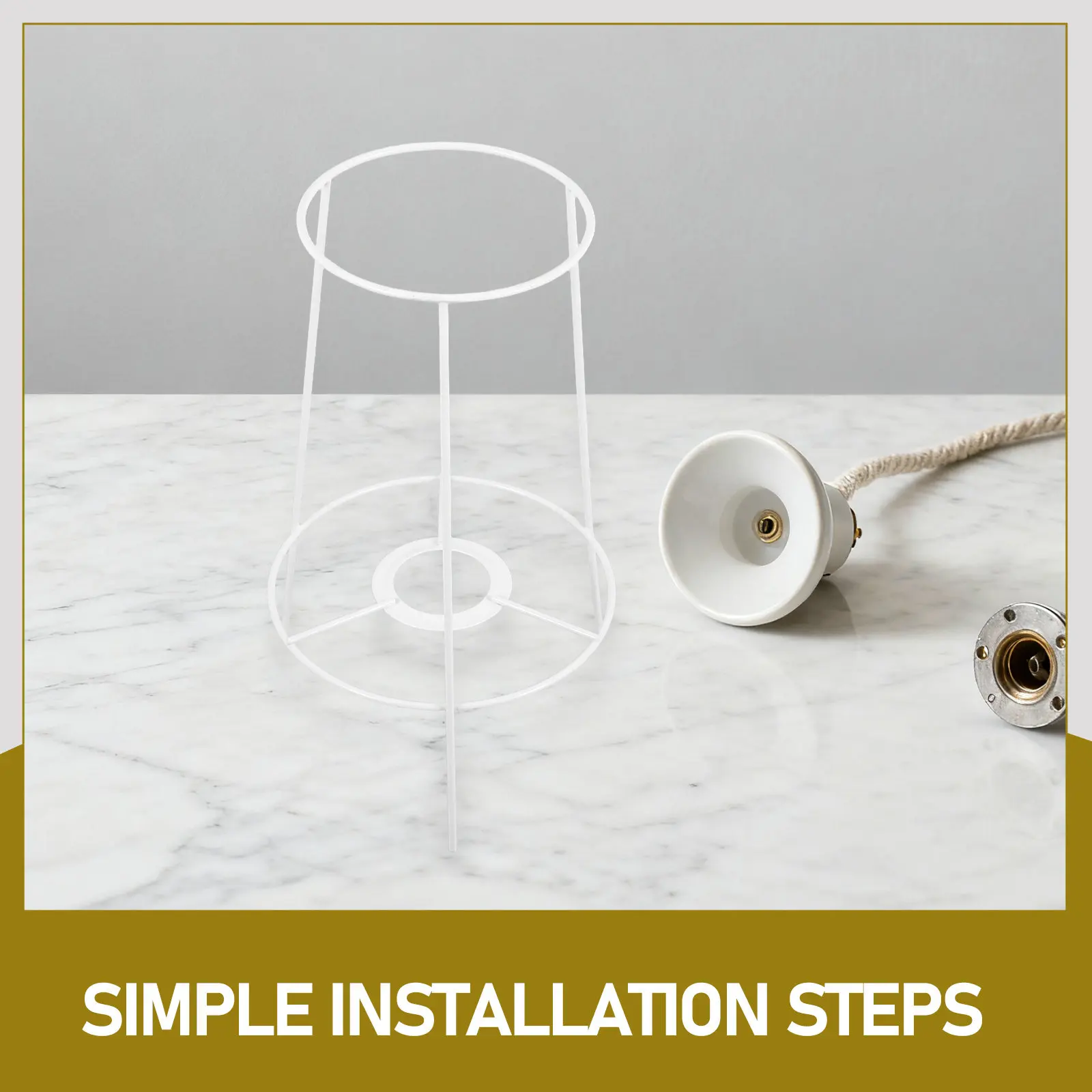 Lampshade Frame Table Pendant Light DIY Round Metal Lamp Shade Frame E27 Holder Bracket Wire Floor Lamp Fitting
