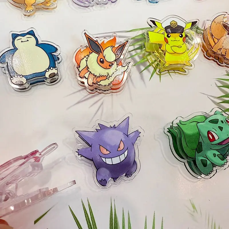 

12pcs Pikachu Double-sided PP Clip Cartoon Cute Hand Account Clip Acrylic Stationery Note Clip Cute Creative BB Clips Gift Toys