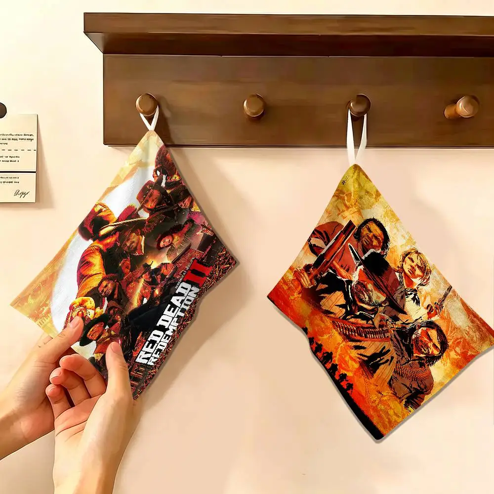 Game R-Red Dead Redemption 2 RDR2 Hanging Polyester Cotton Towel, Reusable Hand Wiping Cloth, Wear Resistant for Home