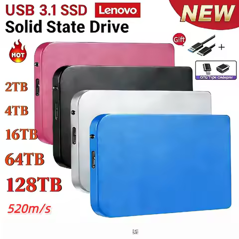Lenovo 2TB External Solid State Drive 128TB High-speed Portable SSD USB 3.0 Mass Storage Mobile Hard Drive for Notebook Laptop