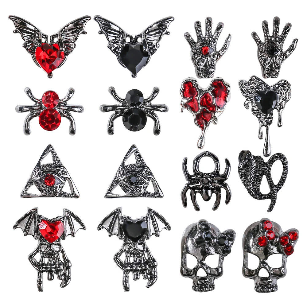 10PCS 3D Metallic Gothic Style Nail Charms Accessories Alloy Parts For Manicure Halloween Nails Art Decoration Supplies Material