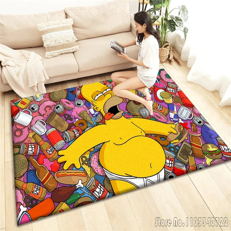 Alfombra de Anime de la familia S-Simpsons, decoración de 120x160cm para sala de estar, dormitorio infantil, sofá, baño, alfombra de suelo para niños