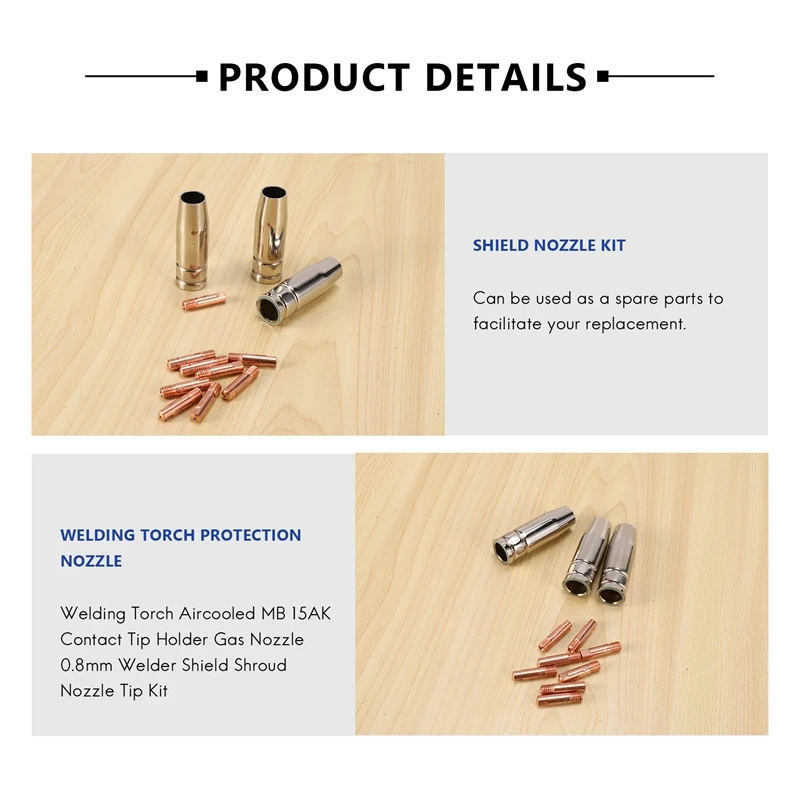 

(ABKM) Набор для MIG-сварки CO2, 13 шт., с воздушным охлаждением, MB 15AK, держатель контактного наконечника, газовое сопло 0,8 мм, защитный кожух, комплект наконечников и сопел для сварочного аппарата