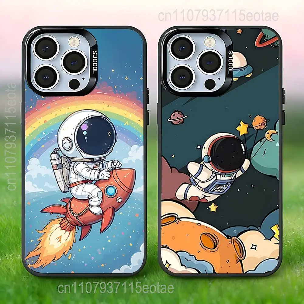 

CARTOON Astronaut Cute Kid Phone Case For iPhone 17,16,15,14,13,12,11,Pro,Max,Plus,E,Air,Mini Anti Fall Black Bumper